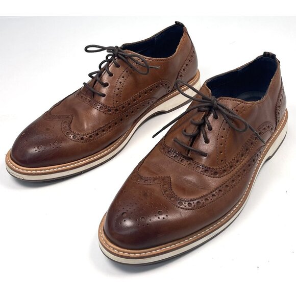 COLE HAAN Grand 360 Mens US 9.5M Brown Leather Wingtip Oxford SHOES C30697 EUC - Picture 2 of 7